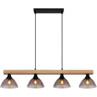 Globo Hängeleuchte , Naturfarben, Schwarz , Holz, Metall, Glas , 17x150x96 cm , höhenverstellbar , Lampen & Leuchten, Innenbeleuchtung, Hängeleuchten, Pendelleuchten