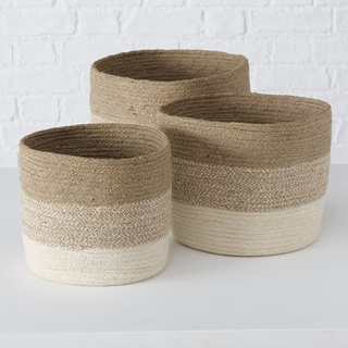 Boltze Korb Lucia 3-teilig (Aufbewahrungskörbe Jute, natürliche Farben, Deko-Körbe im Boho Stil, Skandinavisch) 2009065