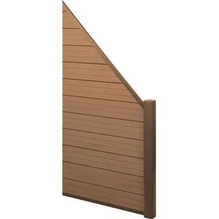 WPC-Sichtschutz Sarthe, Windschutz Zaun, Alu-Pfosten Erweiterungselement schräg rechts, 0,95m teak - Braun