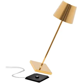 Zafferano Poldina Pro,kabellose LED-Lampe wiederaufladbarem Akku,Touch-Dimmer,Verwendung Innenbereich,mehreren USB-Ladegeräten Goldglänzendem galvanischem,LD0340O3X1,H 38cm/Sockeldurchmesser 11cm