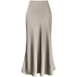 Röcke Damen Satinrock Lang Satin Rock Midi Rock Midi Satin Business Midirock Bleistiftrock Maxirock Long Skirt Satin Kleid
