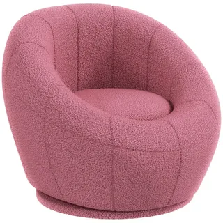 Homcom Einzelsessel, Schafswolle, Rosa , Naturmaterialen , 56x48x60 cm , Wohnzimmer, Sessel, Polstersessel
