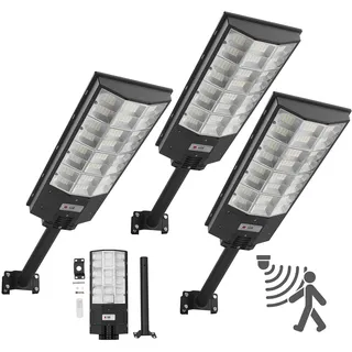 Vevor Solarleuchte schwarz 450000LM 3er-Pack mit Dämmerungssensor und Bewegungsmelder IP67