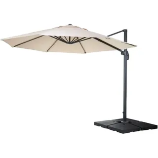 MCW Ampelschirm A96 Ø 4m Alu Creme mit Ständer