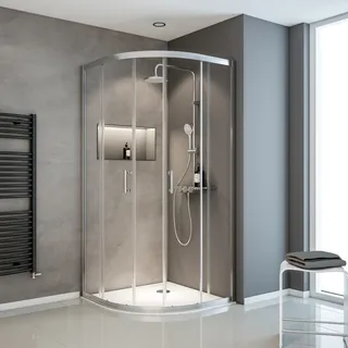 Schulte ExpressPlus Runddusche mit Schiebetür 90 x 190 cm silber Klarglas