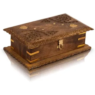 Handgefertigtes Schmuckkästchen aus Holz für Schmuck, Andenken, Schatzkiste, Schatzkiste, Uhrenbox, Aufbewahrungsbox, Schmuckhalter, 20,32 x 12,7 cm, tolles Geschenk zum Geburtstag, Geschenkidee
