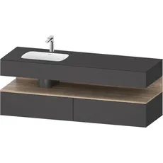 Duravit Qatego Einbauwaschtisch mit Konsolenwaschtischunterbau, 1600x550x600mm, Nische Eiche Mamoriert, Becken links, QA4795055, Farbe: Graphit Matt/mit Nischenbeleuchtung