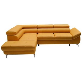 Novel Ecksofa , Currygelb , Leder , Echtleder , Rindleder , Uni , Ottomane links, L-Form , 270x220 cm , Lederauswahl, seitenverkehrt erhältlich, Schlafen auf Sitzhöhe, Hocker erhältlich , Wohnzimmer, Sofas & Couches, Wohnlandschaften, Ecksofas