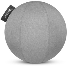 STRYVE – Active Ball Casual Grey 65cm – Stoff Gymnastikball für Balance, Yoga, Pilates & Fitness – ergonomischer Sitzball Büro – Balance Ball inkl. Luftpumpe + Trainings E-Book (belastbar bis 150kg)