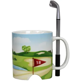 Out of the Blue Keramik Tasse Golfplatz mit Golfschläger-Stift und Golfball