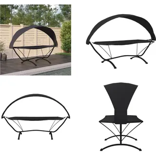 vidaXL Outdoor Loungebett mit Dach Schwarz Stahl und Oxford Stoff - Loungebett - Loungebetten - Lounge Bett - Outdoor Bett - Schwarz