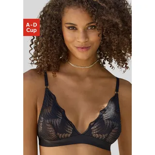 Bralette-BH LASCANA "Marla", Damen, Gr. 70, Cup D, schwarz, Spitze, Obermaterial: 91% Polyamid, 9% Elasthan, BHs Bralette-BH, ohne Bügel aus einzigartiger Spitze, Dessous