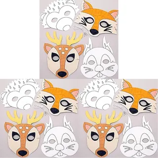 Baker Ross AW909 Waldtiere zum Ausmalen in Masken (8 Stück) – Kunst und Basteln für Kinder (Packung mit 3)