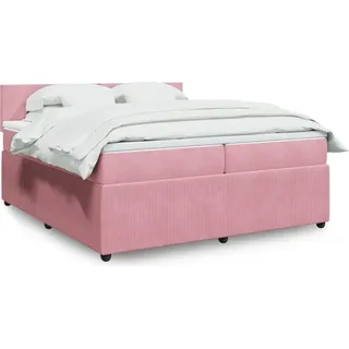 Langlebige Boxspringbett mit Matratze Rosa 200x200 cm Samt Gästebett mit Lattenrost Möbel6170180 - Rosa