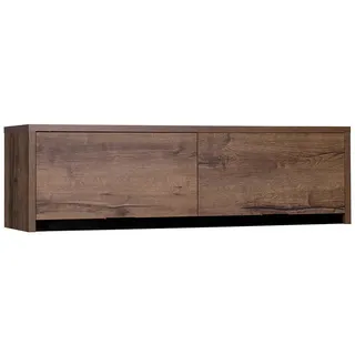 Beautysofa Wandregal Devon mit 2 Türen, Eiche monastery , Eichefarben , Metall , 120x32x35 cm , Wohnzimmer, Regale, Wandregale