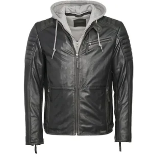 Lederjacke MUSTANG "Lederjacke 3102137", Herren, Gr. M, grau, Obermaterial: 100% Lammleder LEL. Futter: 100% Baumwolle CO., Jacken Lederjacke
