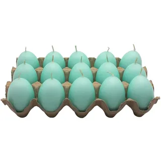 Dekohelden24 Ostereikerze 6 x 4,5 cm Pastell blau 15 St.