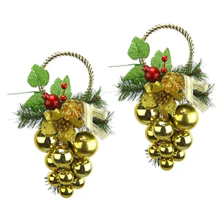 Flair Flower Hängende Wanddeko mit künstlicher Tanne Poinsettia Zapfen Schleife Blumendeko Weihnachtsdeko Türdeko Tür Wand Hänger Kranz Kränze Ranke Türkranz Weihnachtskranz Girlande Wanddekoration Dekoration