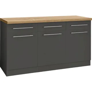 WIHO KÜCHEN Unterschrank Unna 150 x 60 x 85 cm Grau