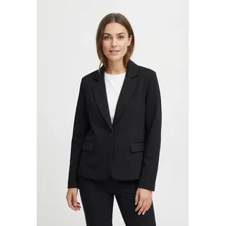 Jackenblazer FREEQUENT "FQNANNI-JACKET", Damen, Gr. L, schwarz, Web, Obermaterial: 73% Polyester, 24% Viskose, 3% Elasthan, unifarben, tailliert hüftbedeckend, tiefer V-Ausschnitt, Blazer Jackenblazer, mit Viskose