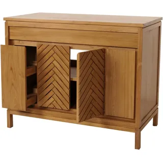 MCW Teak-Waschbeckenunterschrank MCW-M74, Waschtisch Schrank, hochwertiges B-Grade-Teak (Kernholz, 20-30 Jahre), 86x106x56cm