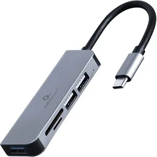 Gembird UHB-CM-CRU3P1U2P2-01, Kabelgebunden, USB 3.2 Gen 1 (3.1 Gen 1) Type-A, Silber, MicroSD (TransFlash), SD, SDHC, SDXC, 128 GB, 5 Gbit/s - Silber