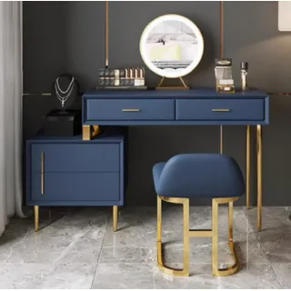 Hochwertiger Konsolentisch Klassischer Holz Konsolen Konsole Tisch Schminktische - Dunkelblau, Gold