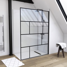 Bild Walk-in-Dusche »Bricks«, schwarz, 5 mm - transparent