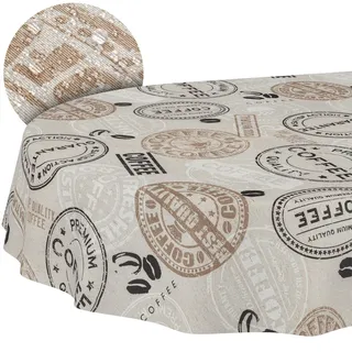 Tischdecke aus Stoff Textil abwaschbar Tischwäsche Tischtuch Baumwolle Polyester Coffee Oval 180x140cm In-/Outdoor Tischdecke