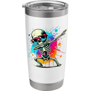 Halloween Splash Art Dabender Skelett Sonnenbrille Doppelwandiger Edelstahl-Thermobecher