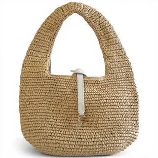 COCCINELLE C-Me Summer Handtasche Damen Rafia aus Stoff und Leder