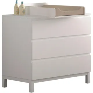 Vipack Wickelkommode weiß Holz, Holzwerkstoff, Kiefer, teilmassiv, 3 Schubladen 98.5x103.4x72.6 cm, Babymöbel, Wickelkommoden, & Zubehör, Wickelkommoden