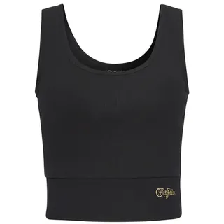 Buffalo Crop-Top in Rippstruktur mit breitem Bund, schwarz,