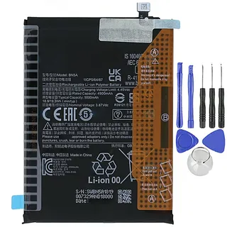 Akku kompatibel mit Xiaomi BN5A für POCO M3 PRO - REDMI Note 10 5G mit 5000 mAh mit hoher Kapazität mit Werkzeugset im Lieferumfang enthalten