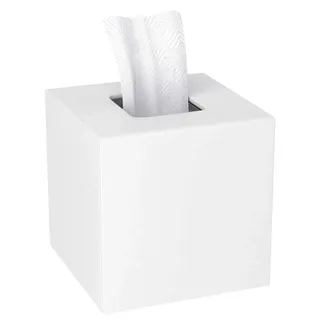 Kosmetiktücherbox Acryl Quadratisch mit Magnetabdeckung Weiß 14x14x14cm