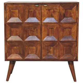 Artisan Furniture Sideboard Quad , Braun , Holz , Echtholz,Mangoholz , 2 Fächer , Quadratisch , 35x81x75 cm , FSC 100% , Kleinmöbel, Kommoden, Sideboards