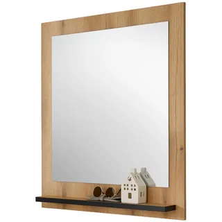 Furn.Design Wandspiegel Evoke Eiche 79 x 89 cm, Garderobenspiegel mit Ablage , Eichefarben , Holzwerkstoff, Glas , Uni, Holz Optik , 79x89x10 cm , FSC Mix , Spiegel, Wandspiegel