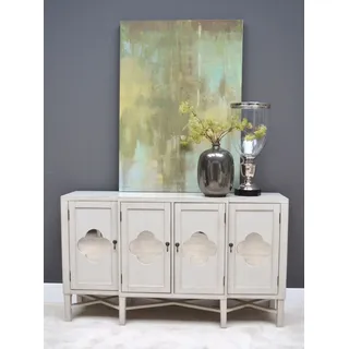 Leonique Sideboard »Juliette« Kommode, Antik Weiß, Ornamente, verspiegeltes Glas, ca. 152x41x89 cm, weiß