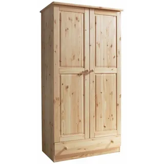 TICAA Kinderkleiderschrank Moritz 96 x 187 x 54 cm Kiefer massiv beige weiß