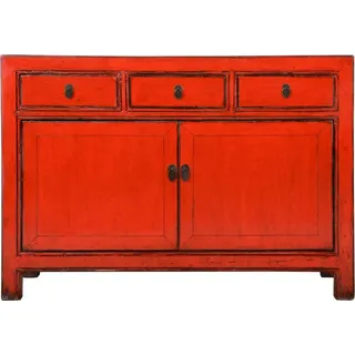 Fine Asianliving Chinesische Kommode chinesisches Sideboard chinesischer Schränke China Möbel Schrank Orientalischer Asiatischer 130x91x39 - Rot