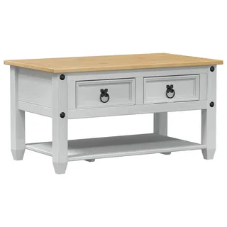 vidaXL Couchtisch Weiß 85 x 50 x 45 cm Massives Kiefernholz - Weiß