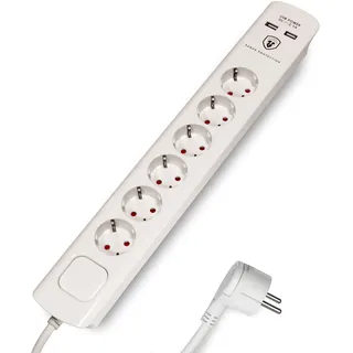 FeinTech Steckdosenleiste 3 m Weiß 6 St.