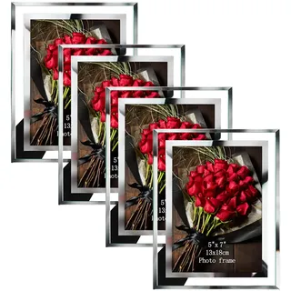 PETAFLOP Bilderrahmen 13x18, Bilderrahmen Glas 4er-Set für Hochzeiten, Häuser, Büros