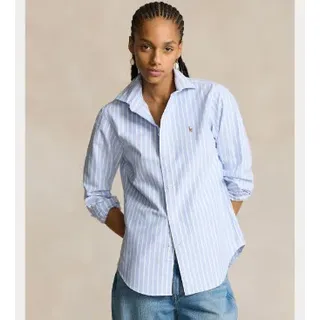 Polo Ralph Lauren für Damen. 211891377004 Schmal geschnittenes Oxford-Hemd mit blauen Streifen (42), Lässig, Baumwolle, Klassisch, Langarm