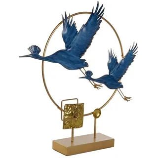 DKD Home Decor Dekofigur 51 x 9 x 51 cm blau Gold Vogel