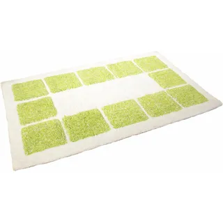 Badematte MESANA "Karo Melange, Badvorleger, Badezimmer Teppich" Gr. 51, grün, H:15mm, Baumwolle, Badematten, Badematte, modernes Design, mit Bordüre, rechteckig & quadratisch erhältlich