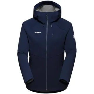 Mammut Ultimate Comfort Hooded Jacket Women | Softshelljacke für Damen, Outdoor Jacke mit Kapuze, Wanderjacke, Funktionsjacke, Allwetterjacke | marine M