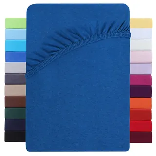 NatureMark Premium Boxspringbett Spannbettlaken 180 x 200 bis 200 x 220 cm - hoher Steg bis 40cm Matratzenhöhe - Wasserbetten Spannbetttuch - Baumwolle mit Elasthan, Royal blau