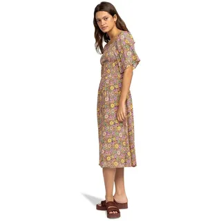 Roxy Tropical Sunshine Kurzarm Langes Kleid - Root Beer All About Sol Mini - S