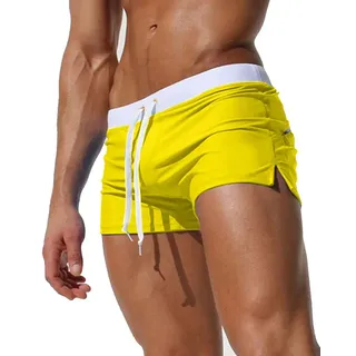 Gfirmament Herren-Badehose/Shorts mit Reißverschluss-Tasche, YellowYellow, UK XL_(Asia Tag XXL)